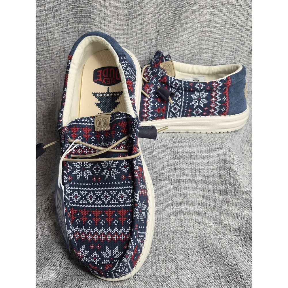 Hey Dude Mens 10 Wally Winter Sweater Navy Slip On Shoes